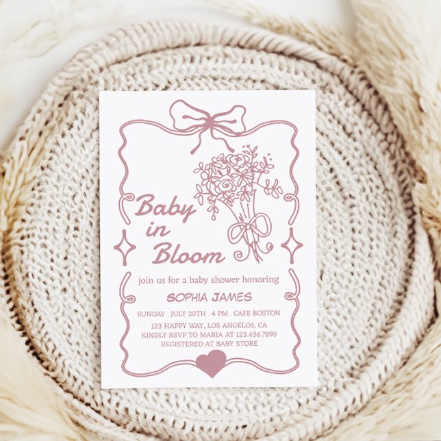 Convites Bebê em Bloom - Chá de fraldas Floral Elegante (Criador carregado)