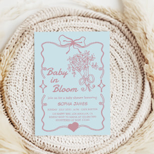 Convites Bebê em Bloom - Chá de fraldas Floral Elegante