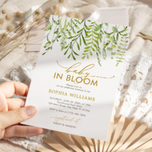 Convites Bebê em Bloom   Chá de fraldas verde