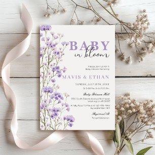 Convites Bebê em Bloom Convite, Chá de fraldas Roxo