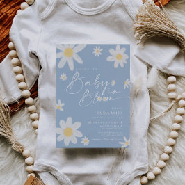 Convites Bebê Em Bloom Daisy Chá de fraldas Dusty Blue
