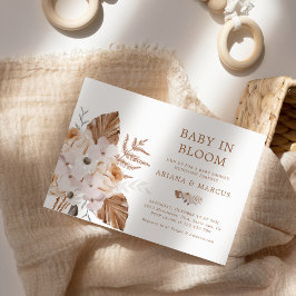 Convites Bebê Em Bloom Dark Terracotta Boho Buquê