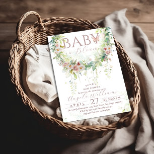 Convites Bebê em Bloom Flor Selvagem Chá de Bebê