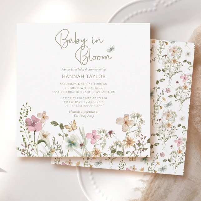 Convites Bebê em Bloom Floral Chá de fraldas (Criador carregado)