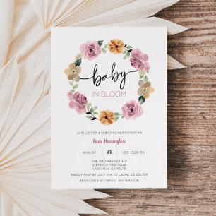 Convites Bebê Em Bloom Floral Chá de fraldas