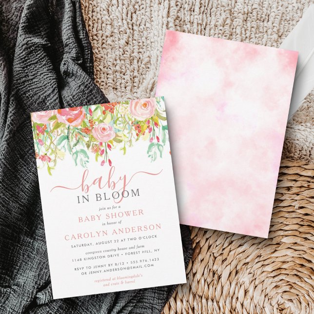 Convites Bebê Em Bloom Floral Chá de fraldas (Criador carregado)