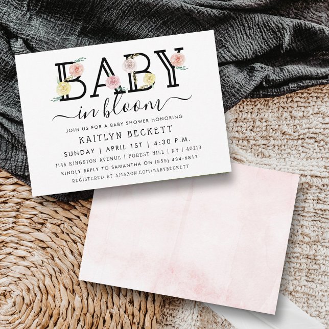 Convites Bebê Em Bloom Floral Chá de fraldas (Criador carregado)