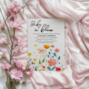 Convites Bebê em Bloom Floral Chá de fraldas - Flores elega
