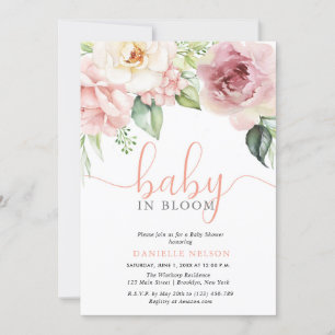 Convites Bebê em Bloom Floral Flores Chá de fraldas