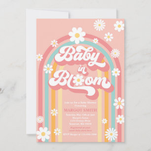 Convites Bebê Em Bloom Groovy Daisy Chá de fraldas Arco-Íri