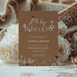 Convites Bebê em Bloom Terracotta Chá de fraldas de flor se