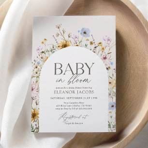 Convites Bebê em Bloomb Primavera, Chá de fraldas de flor s
