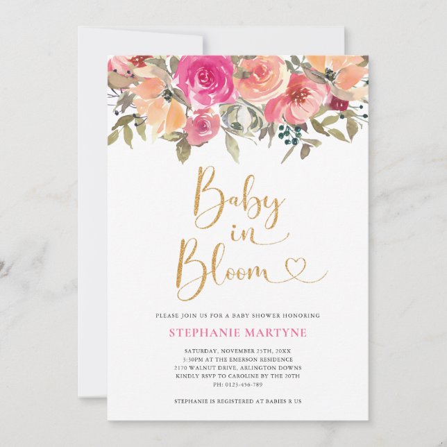 Convites Bebê Em Bloqueio Por Aquarela Queda De Chá de fral (Frente)