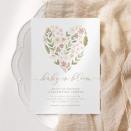 Convites Bebê em Chá de fraldas de Bloom Floral Rosa