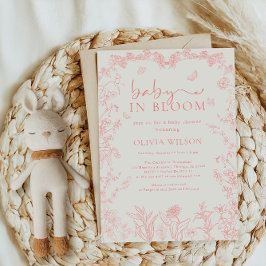 Convites Bebê Em Chá de fraldas De Chinoiserie Cor-De-Rosa