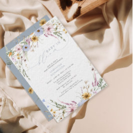 Convites Bebê em Chá de fraldas de flor selvagem