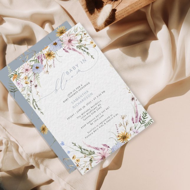 Convites Bebê em Chá de fraldas de flor selvagem (Criador carregado)