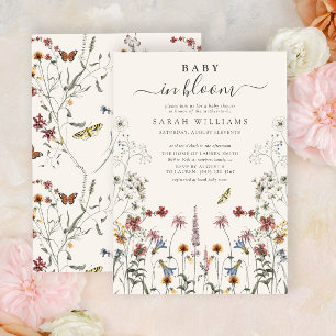 Convites Bebê Em Chá de fraldas De Flor Selvagem Com Cores