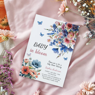 Convites Bebê em Chá de fraldas Floral de Sangue - Flores d