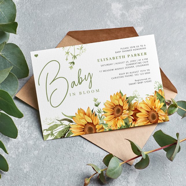 Convites Bebê em chá de fraldas floral neutro em termos de  (Criador carregado)