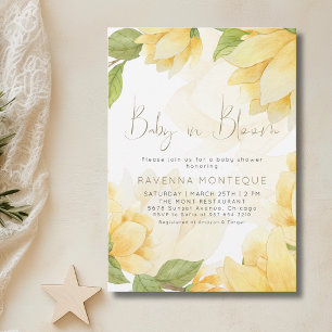 Convites Bebê em Flor Amarelo Préppy Chá de Bebê Floral