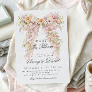 Convites Bebê em flor Arco Floral Menina Chás de Bebê 
