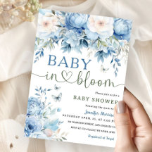 Bebê em Flor Baby Shower Menino Azul Floral Empoei