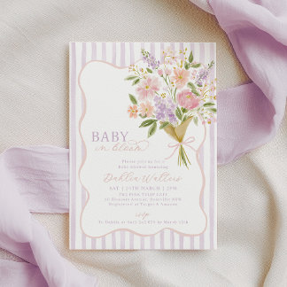 Convites Bebê em Flor Baby Shower Roxo Rosa Floral