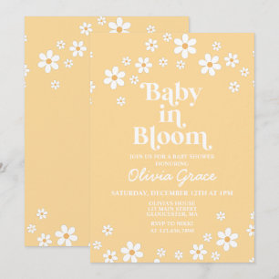Convites Bebê em Flor Daisy amarelo Floral Chás de Bebê