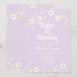 Convites Bebê em Flor Daisy Lavanda Churrasco de Bebê Retrô