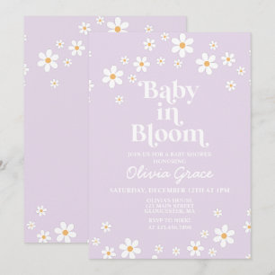 Convites Bebê em Flor Daisy Lavanda Churrasco de Bebê Retrô