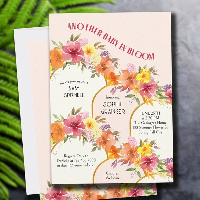 Convites Bebê em Flor de Ouro Floral Arco Baby Sprinkle (Criador carregado)