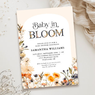 Convites Bebê em Flor Elegante Aquarela de Flores Silvestre