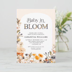 Convites Bebê em Flor Elegante Aquarela Flores Silvestres d