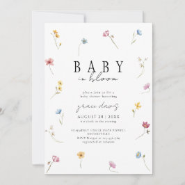 Convites Bebê em flor Festa de bebê Wildflower baby shower