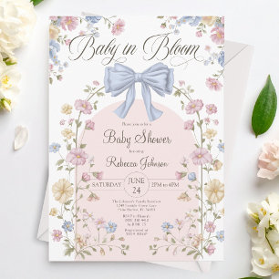 Convites Bebê em Flor Flor Silvestre Pastel Chá de Bebê