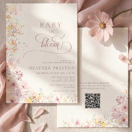 Convites Bebê em Flor Flor Silvestre QR Chás de Bebê
