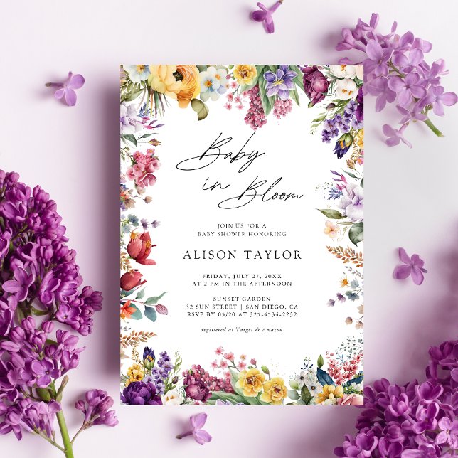 Convites Bebê em Flor Jardim de Primavera Chuveiro de Bebê (Criador carregado)