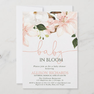 Convites Bebê em flor lilases florais menina chá de bebê