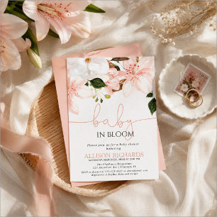 Convites Bebê em flor lilases florais menina chá de bebê