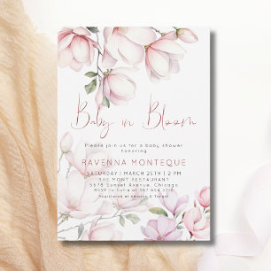 Convites Bebê em Flor Magnólia Bege Floral Chá de Bebê