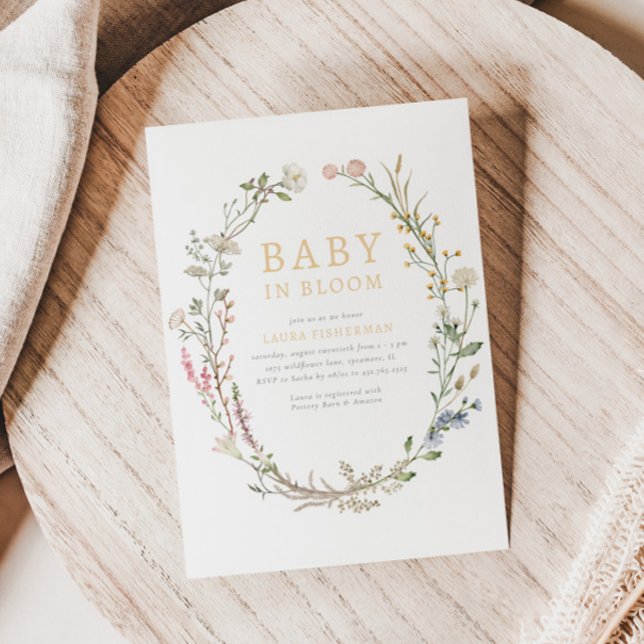 Convites Bebê em Flor Primavera Flor de Flores Aniversário  (Criador carregado)