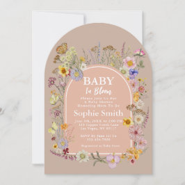 Convites Bebê Em Flor Selvagem Cor-De-Rosa
