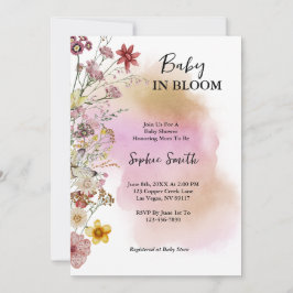Convites Bebê em Flor Silvestre Aquarela