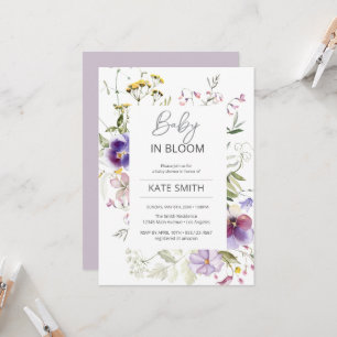 Convites Bebê em Flor Violetas Silvestres no Chuveiro