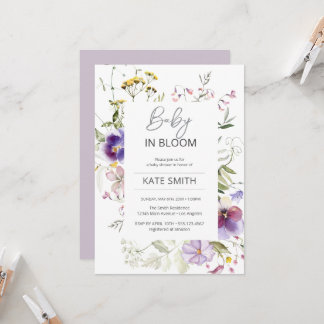 Convites Bebê em Flor Violetas Silvestres no Chuveiro
