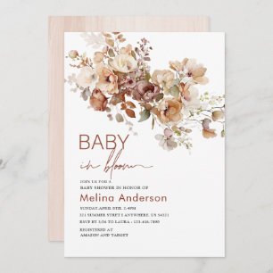 Convites Bebê em flores floridas chá de fraldas aquoso