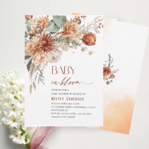 Convites Bebê em flores floridas chá de fraldas aquoso