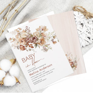 Convites Bebê em flores floridas chá de fraldas aquoso