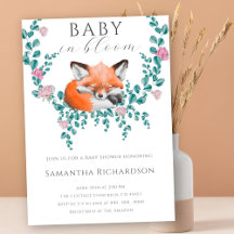 Bebê em floresta Fox Floral Chá de Bebê
